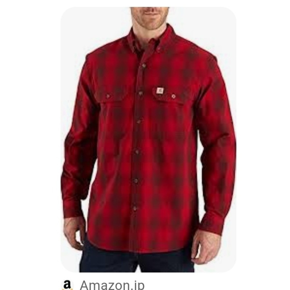 Carhartt Mens XL‎ Relaxed Fit Red Plaid Flannel Button Down Long Sleeve Shirt